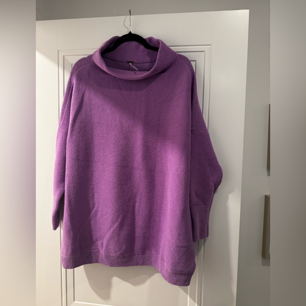 Free People Purple Cowl Neck Sweater